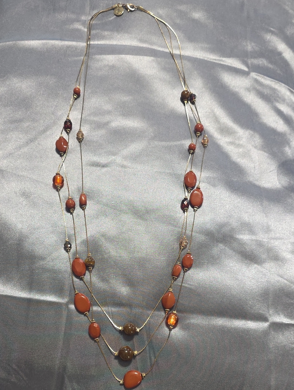 Coiris Long Line Layered Illusion Necklace Gold Brown Earthtone